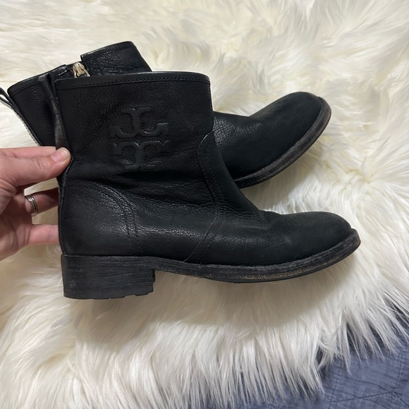Tory Burch Simone Black Leather Ankle Boot Bootie Shoes Size 8 - Picture 4 of 12